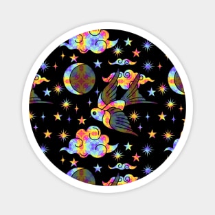 Rainbow Bird in the Night Sky Magnet